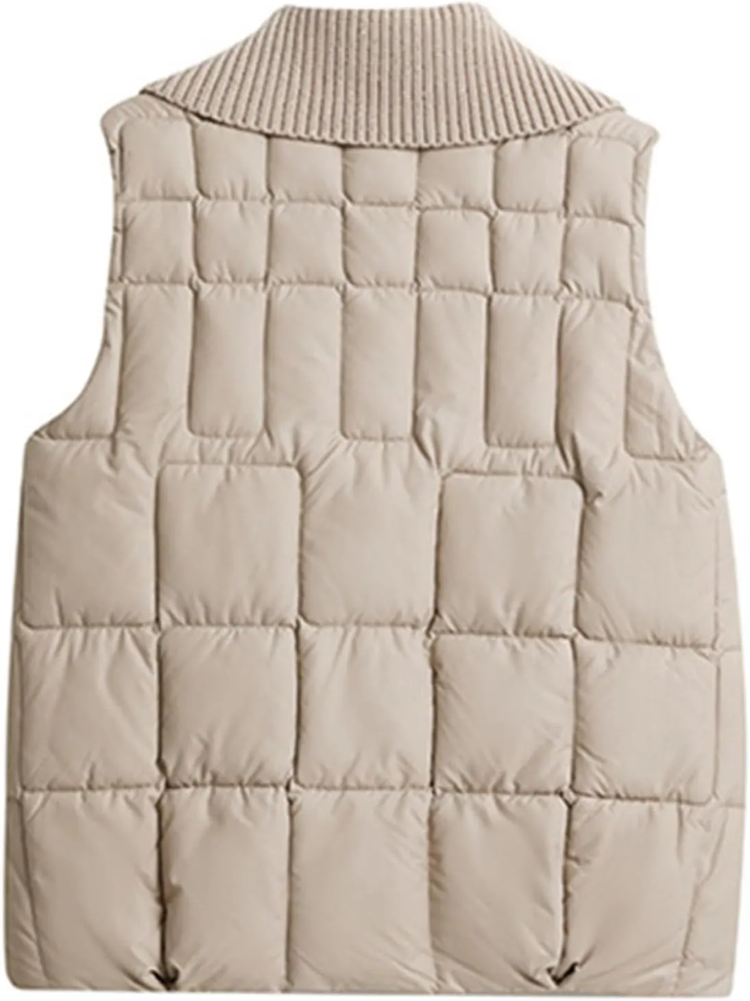 2024 Womens Quilted Vest Lightweight Down Vests Stand Collar Padded Outwear Pockets Trendy Fashion Sleeveless Puffer Jackets