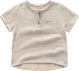 Ashmyova Boys Cotton Linen Shirt Toddler Boys Pocket Button Short Sleeve T Shirt Tees Tops Ashmyova Boys Cotton Linen Shirt Toddler Boys Pocket Button Short Sleeve T Shirt Tees Tops