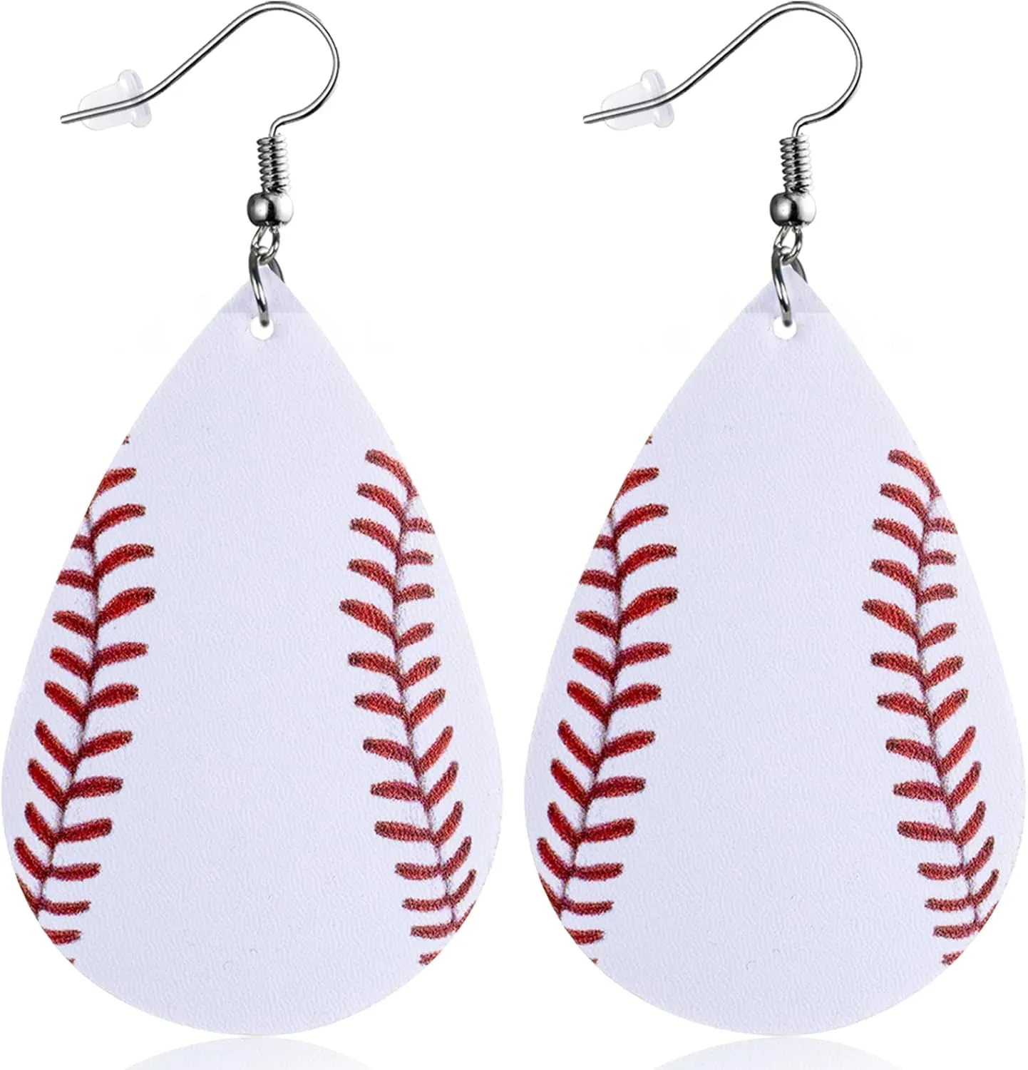 Baseball Earrings for Women Leather Teardrop Dangle Drop Jewelry Outfits Accessories