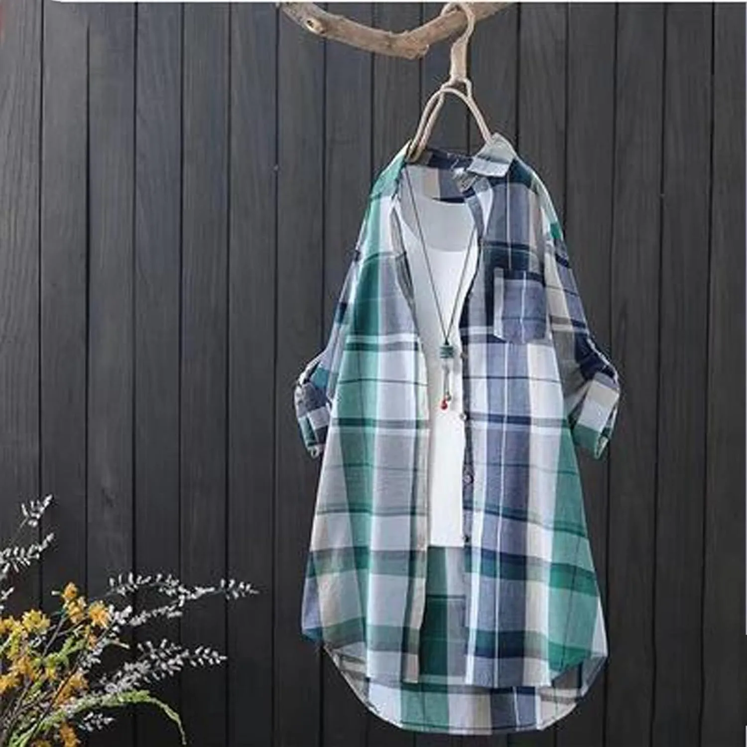Cardigans for Women 2025 Plus Size Fall Fashion Open Front Roll Up Sleeve Button Down Plaid Shirts Casual Loose Tops