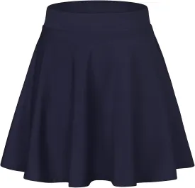 Century Star Women's Stretchy Flared Pleated Skater Skirt Tennis School Uniforms A Line Mini Short Skirt