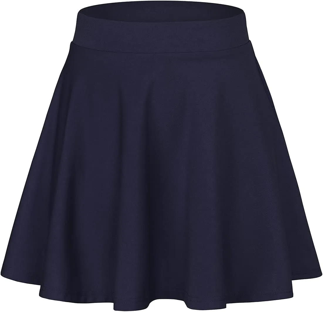 Century Star Women's Stretchy Flared Pleated Skater Skirt Tennis School Uniforms A Line Mini Short Skirt