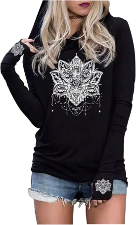 CHUNTIANRAN Hoodies T Shirts for Women Casual Western Graphic Pullover Tops Gothic Hoodies Tees Cowgirls Country Outfits