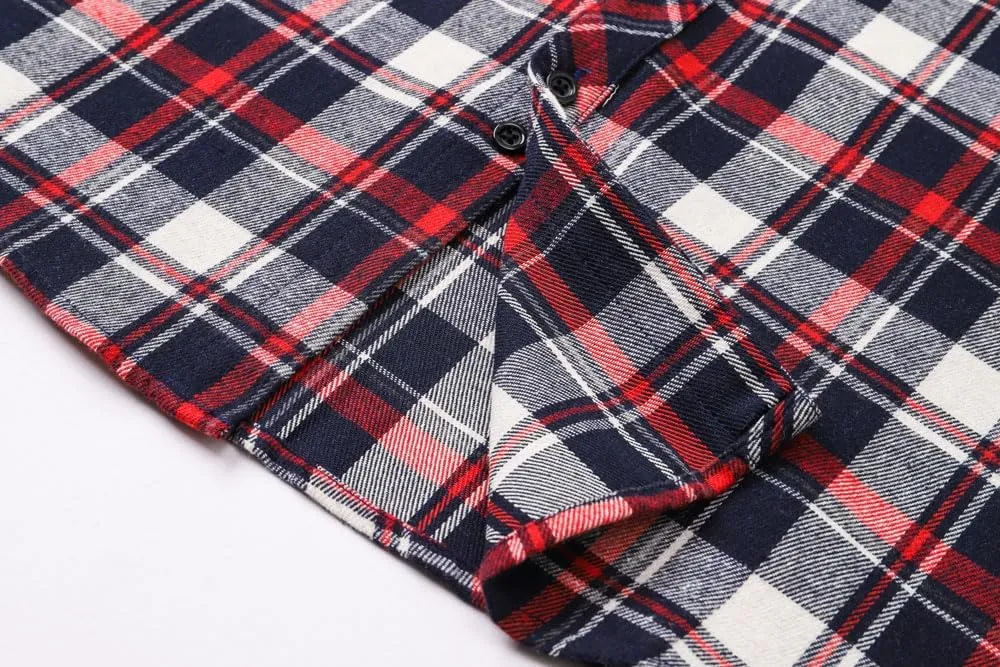 Cromoncent Men's Casual Flannel Shirt Plaid Long Sleeve Button Down Western Shirt