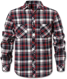 Cromoncent Men's Casual Flannel Shirt Plaid Long Sleeve Button Down Western Shirt