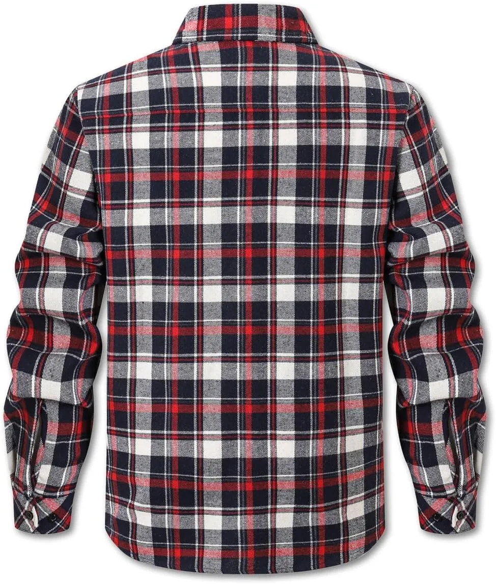 Cromoncent Men's Casual Flannel Shirt Plaid Long Sleeve Button Down Western Shirt