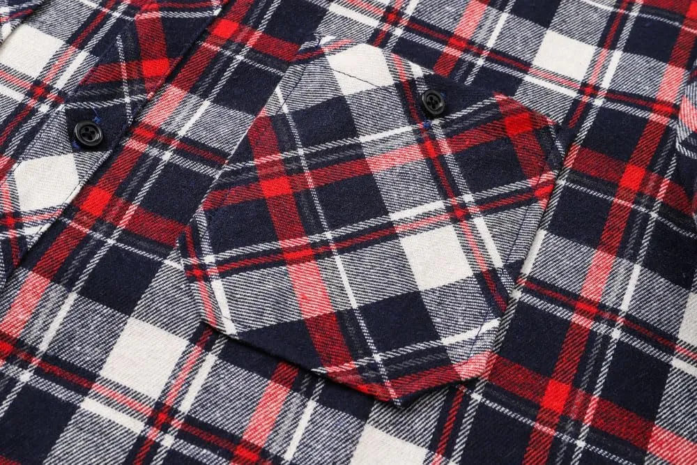 Cromoncent Men's Casual Flannel Shirt Plaid Long Sleeve Button Down Western Shirt