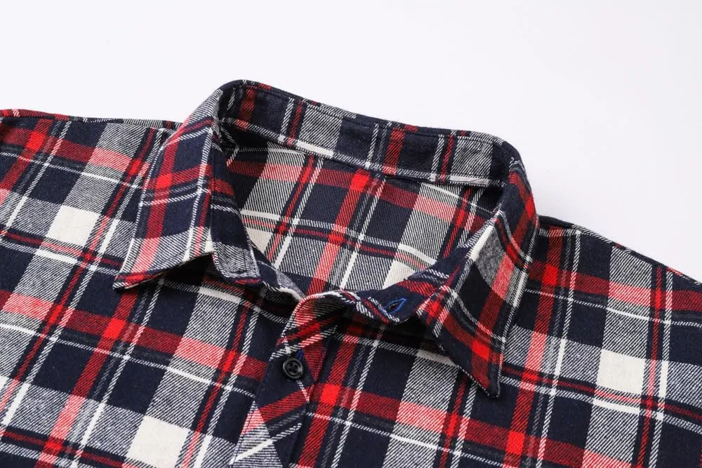 Cromoncent Men's Casual Flannel Shirt Plaid Long Sleeve Button Down Western Shirt