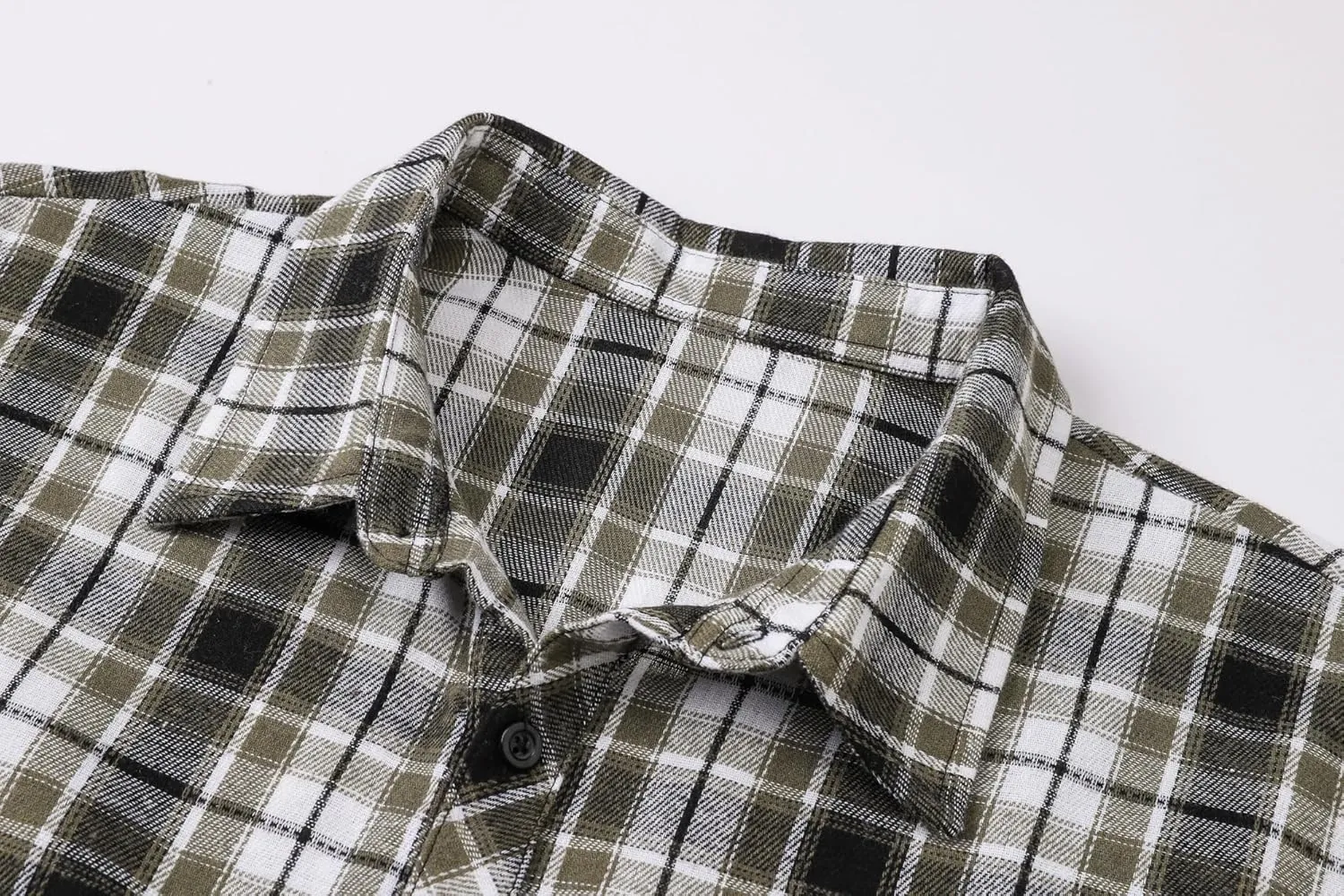 Cromoncent Men's Casual Flannel Shirt Plaid Long Sleeve Button Down Western Shirt