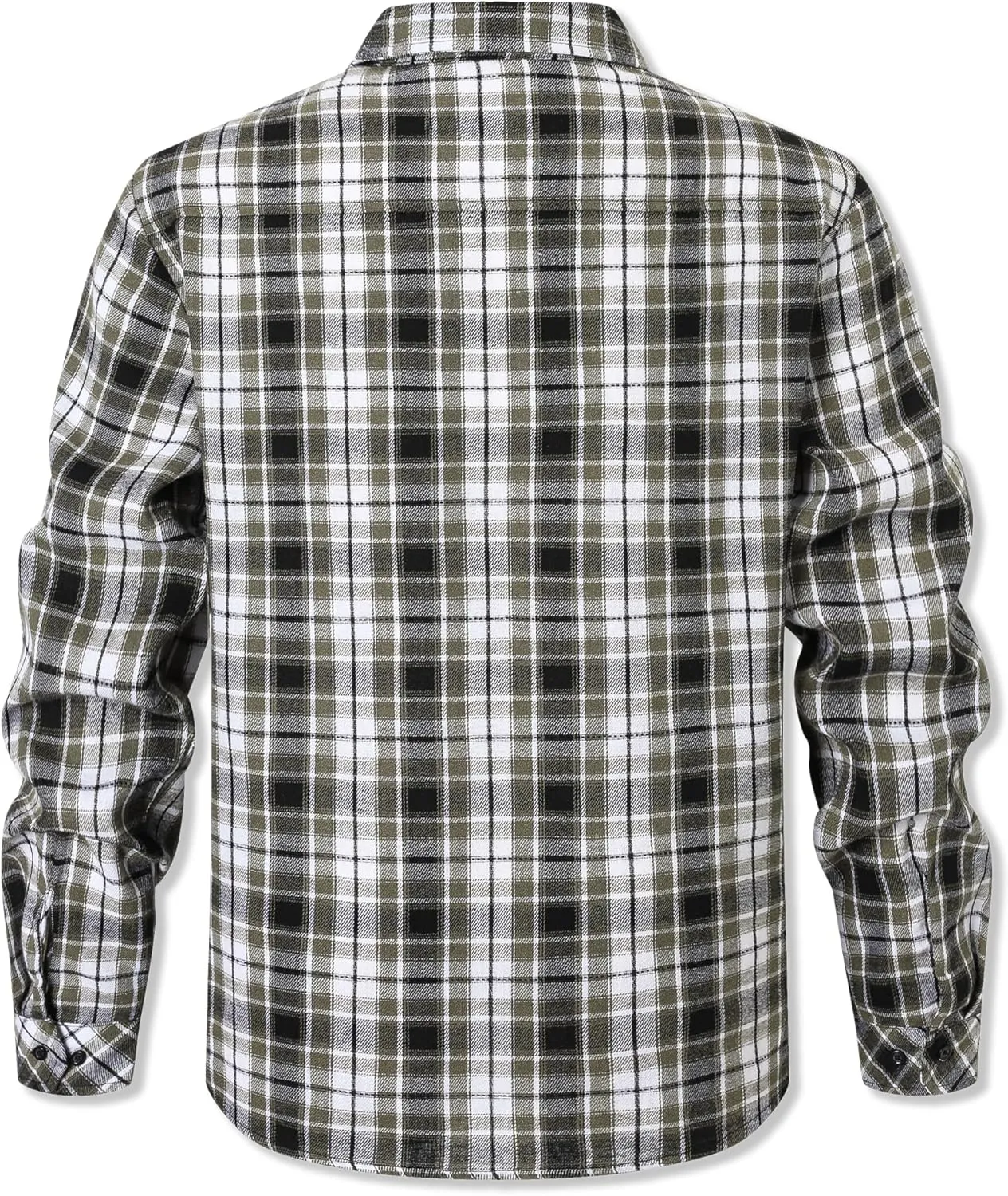 Cromoncent Men's Casual Flannel Shirt Plaid Long Sleeve Button Down Western Shirt
