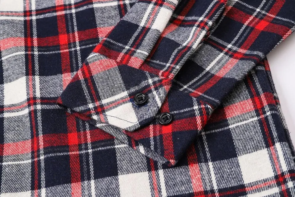 Cromoncent Men's Casual Flannel Shirt Plaid Long Sleeve Button Down Western Shirt