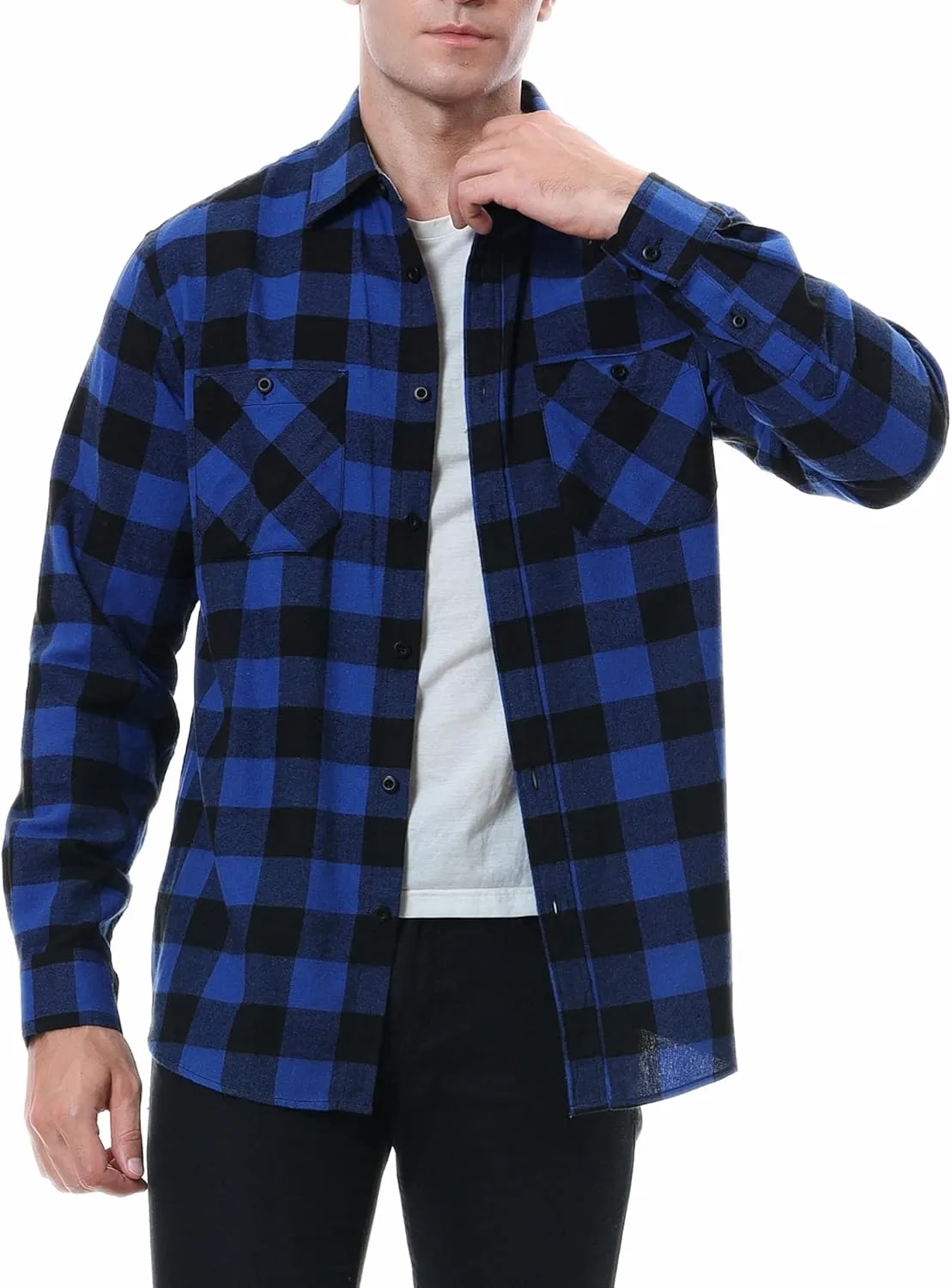 Esabel.C Mens Flannel Shirt Regular Fit Long Sleeve,Casual Button Down Plaid Flannel Shirt for Men