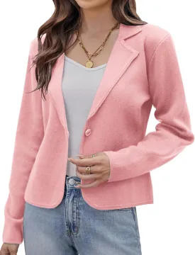 GRACE KARIN Women Sweater Blazer Casual Work Croppped Cardigan Lightweight Button Front Short Knit Blazer Jacket S-XXL GRACE KARIN Women Sweater Blazer Casual Work Croppped Cardigan Lightweight Button Front Short Knit Blazer Jacket S-XXL