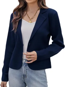 GRACE KARIN Women Sweater Blazer Casual Work Croppped Cardigan Lightweight Button Front Short Knit Blazer Jacket S-XXL GRACE KARIN Women Sweater Blazer Casual Work Croppped Cardigan Lightweight Button Front Short Knit Blazer Jacket S-XXL