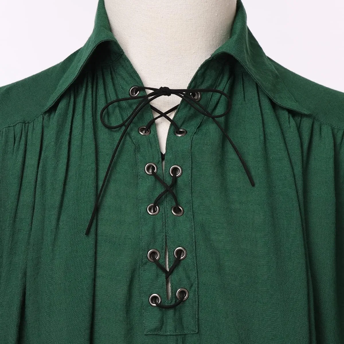 GRACEART Pirate Shirt Men Vampire Renaissance Shirts Victorian Ruffled Medieval Costume Cotton Linen Shirt