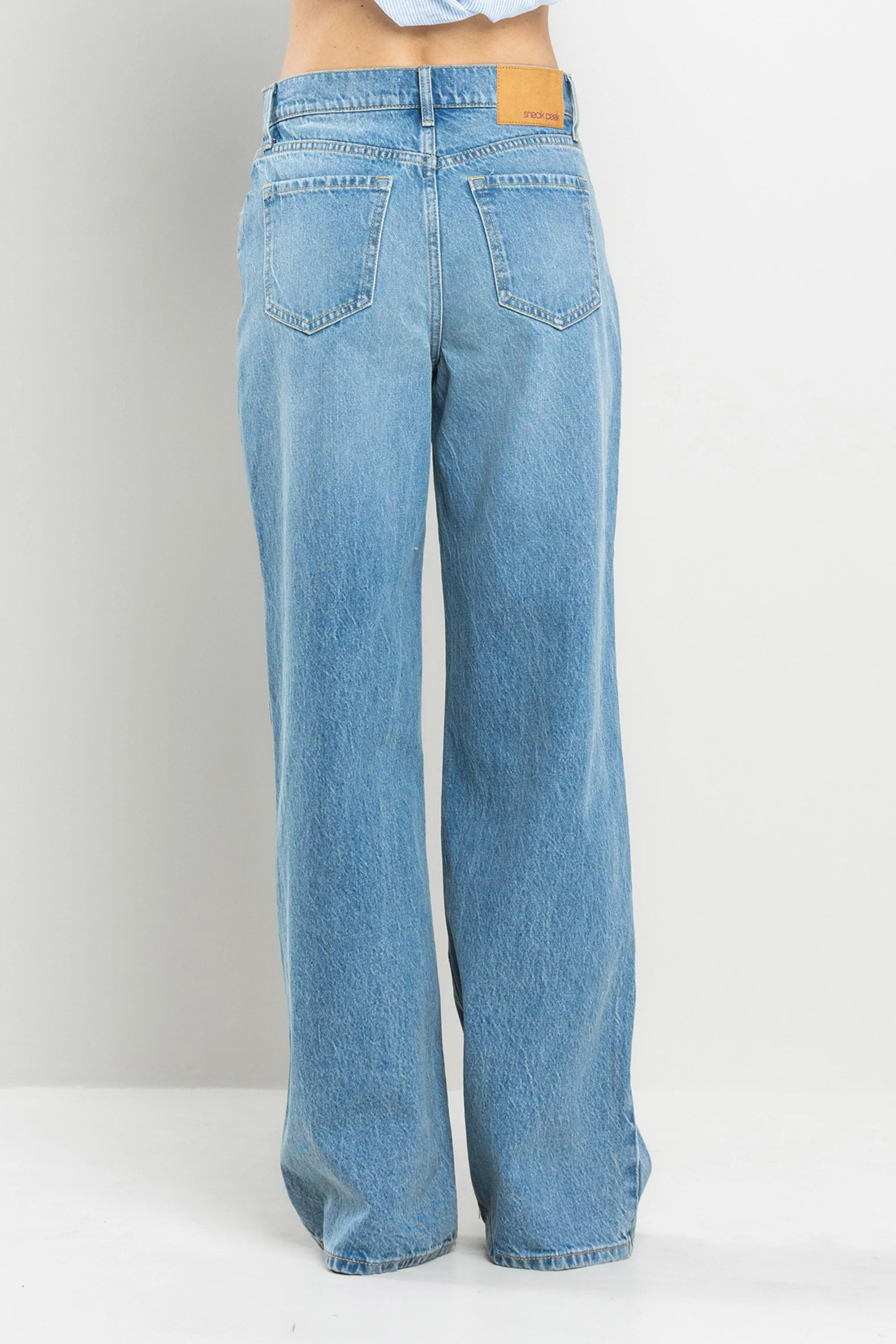HIGH RISE WIDE LEG JEANS IN MEDIUM LIGHT  / SP-P11744-ML