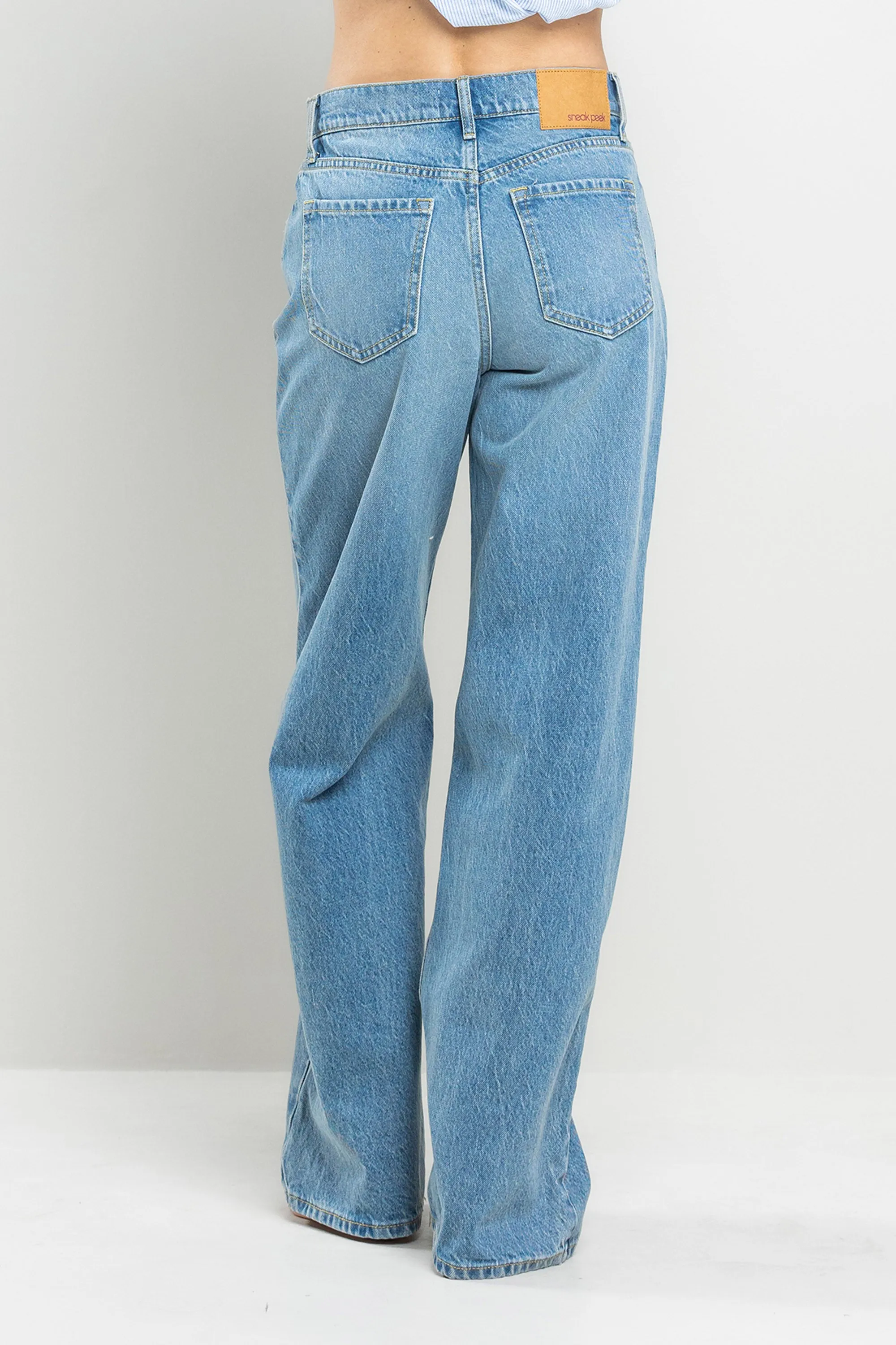 HIGH RISE WIDE LEG JEANS IN MEDIUM LIGHT  / SP-P11744-ML