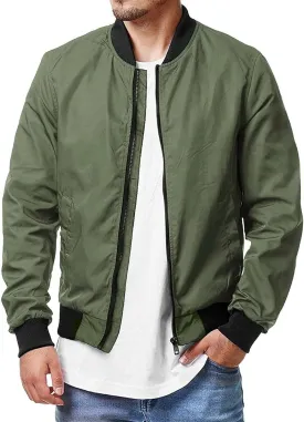 Jackets for Men Men's Bomber Jacket Lightweight Windbreaker Flight Jacket Zip Up Active Coat Spring Fall Outwear