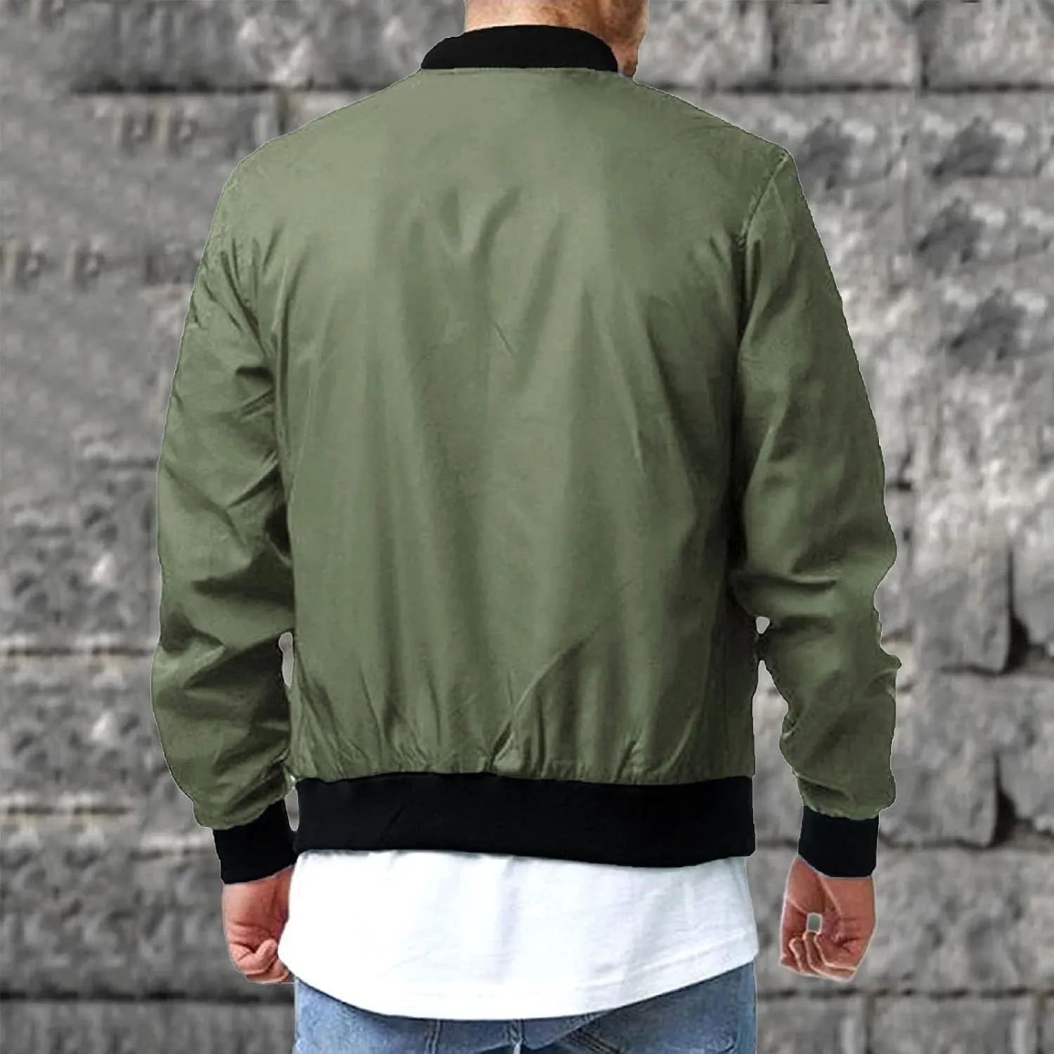 Jackets for Men Men's Bomber Jacket Lightweight Windbreaker Flight Jacket Zip Up Active Coat Spring Fall Outwear