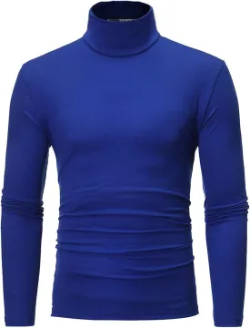 Mens Basic Turtleneck Long Sleeve Solid Casual Knitted T-Shirt Pullover Tops Thermal Long Sleeve Compression Shirts