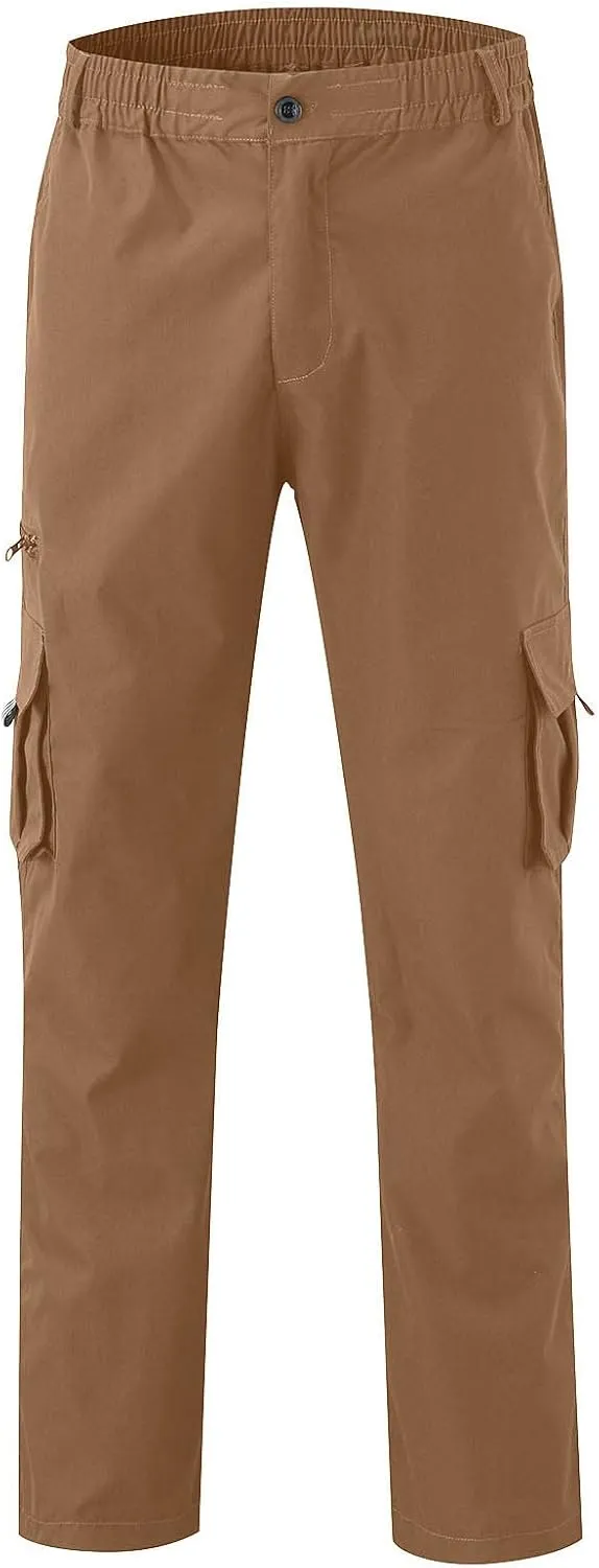 Men's Cotton Blend Cargo Pants Stretch Tactical Pant with Multi Pockets Baggy Hiking Jogger Outdoor Trousers