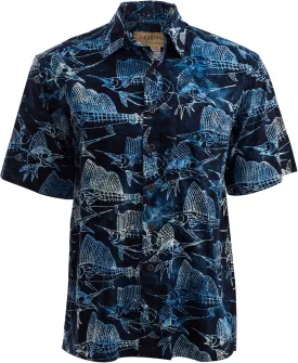 Mens Hawaiian Shirt Casual Button Down Short Sleeve Cotton Summer Batik Aloha Shirt for Men