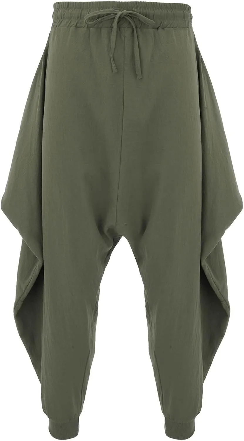Mens Hip Hop Harem Pants Fashion Solid Color Oversized Tapered Pants Casual Comfy Elastic Drawstring Baggy Trouser