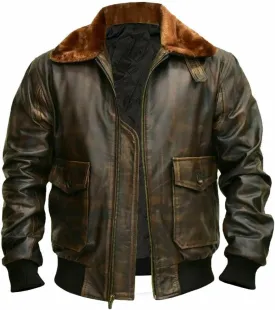 Men's Premium Real Leather Vintage G-1 US Naval Flight Jacket - Military Aviator Vintage Bomber Jacket Men's Premium Real Leather Vintage G-1 US Naval Flight Jacket - Military Aviator Vintage Bomber Jacket