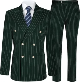 Mens Suits Slim Fit 3 Piece Double Breasted Tuxedo Suit Jacket Vest Pants Set for Wedding Prom
