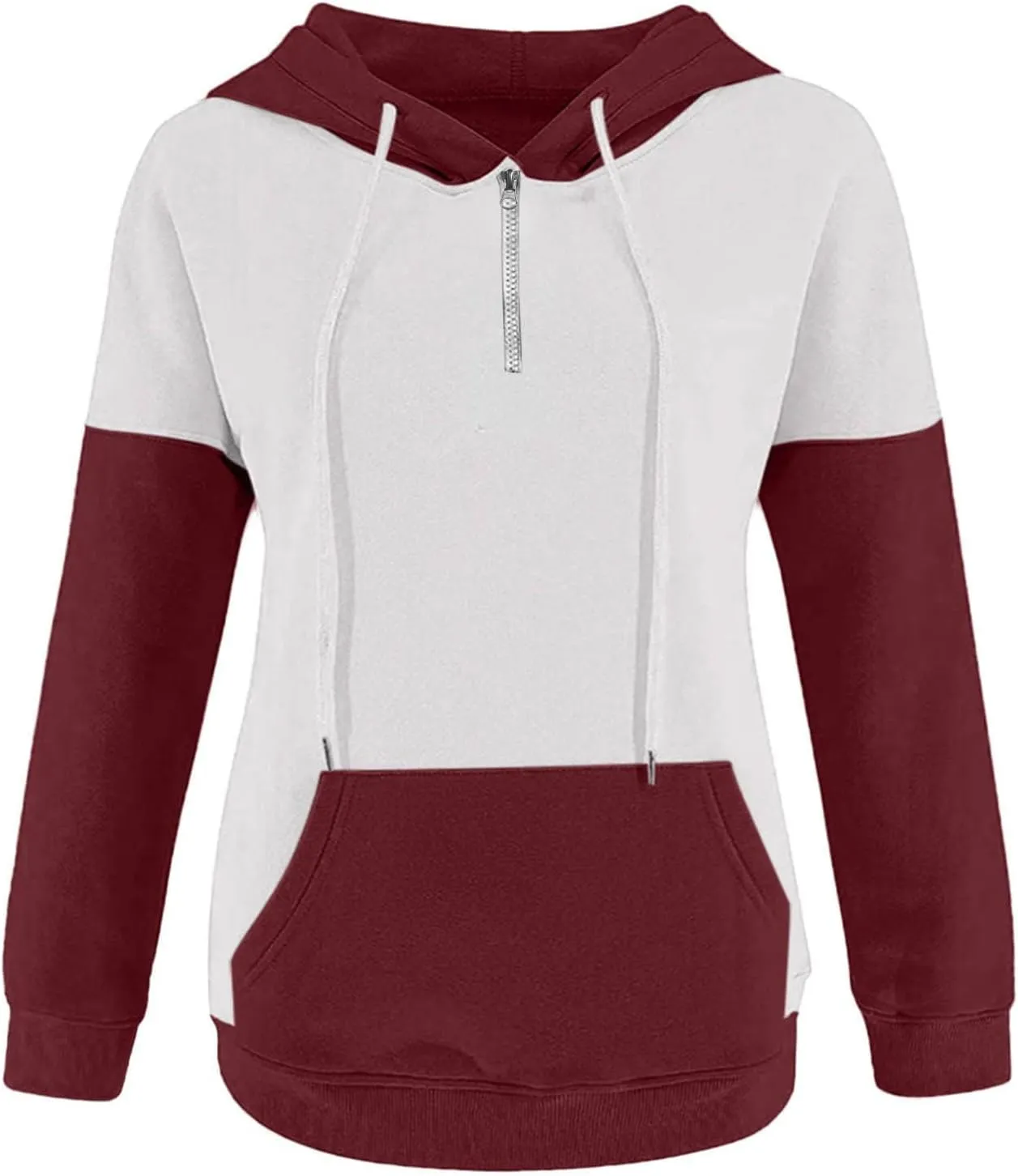 NaRHbrg Lightweight Hoodies for Women Color Block Hooded Sweatshirt Zip-Up Jersey Jacket Long Sleeve Top with Pockets