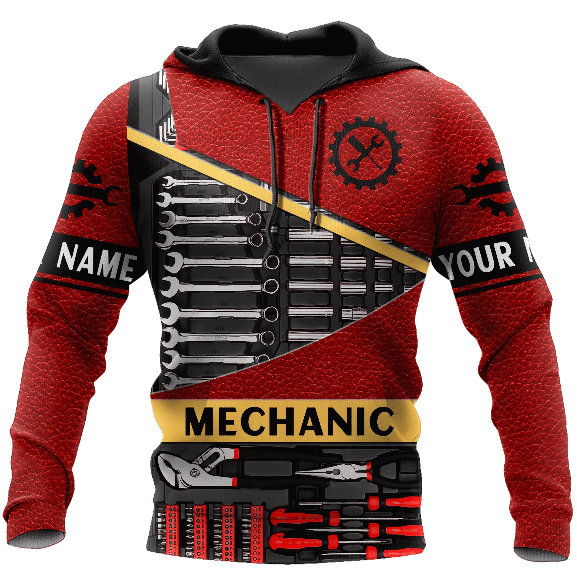 Personalized Name Tool Mechanic Pattern All Over Printed Hoodie Shirt, Perfect Shirt for Mechanical