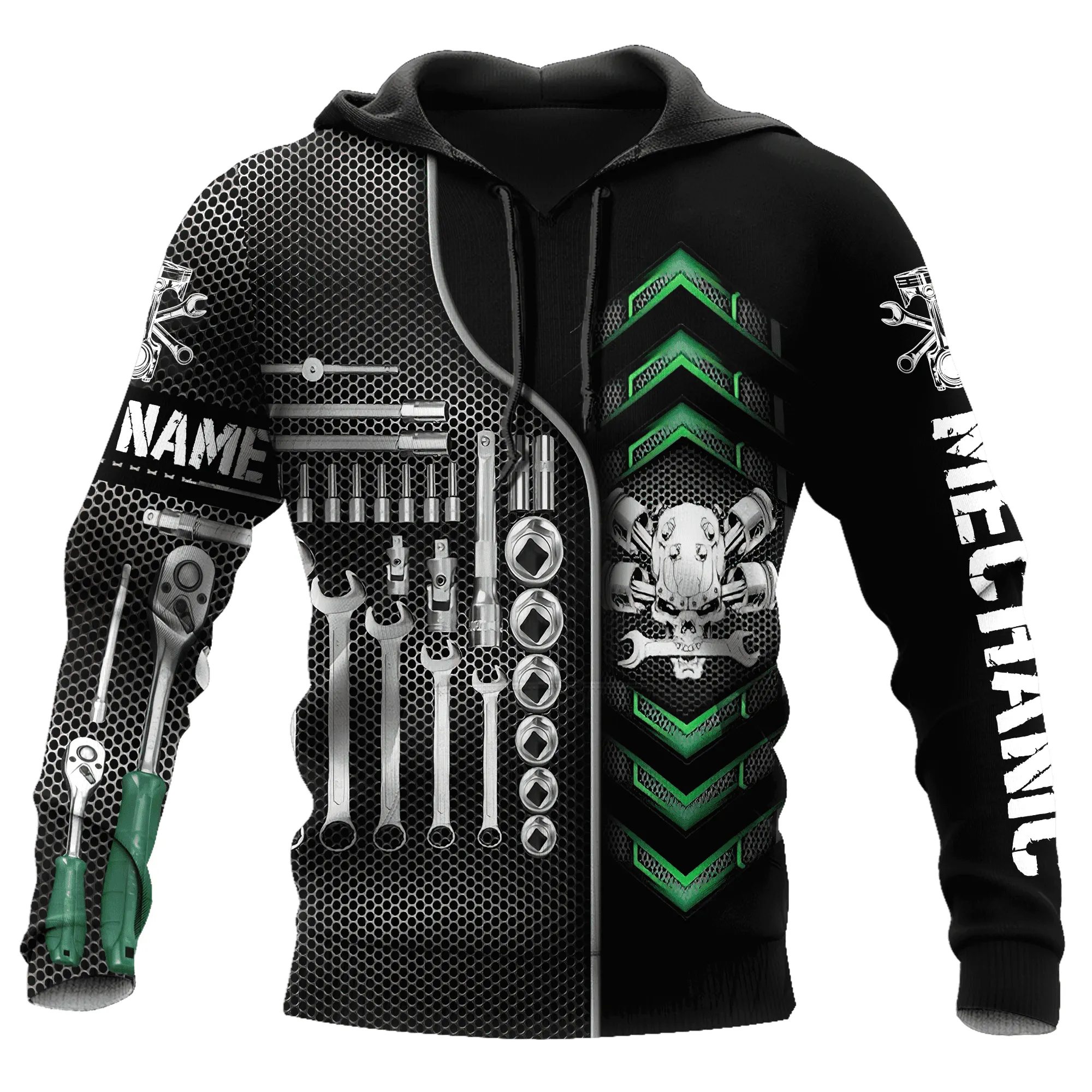 Personalized Name Tool Mechanic Pattern All Over Printed Hoodie Shirt, Perfect Shirt for Mechanical