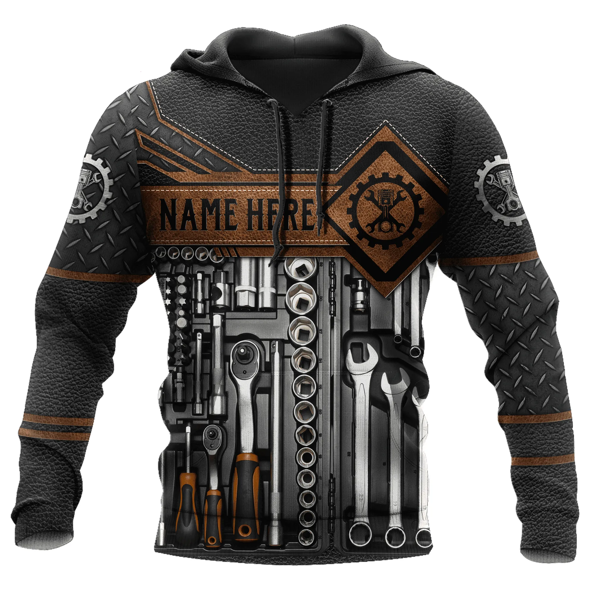 Personalized Name Tool Mechanic Pattern All Over Printed Hoodie Shirt, Perfect Shirt for Mechanical