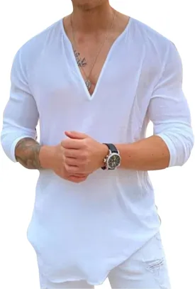 Rela Bota Mens Hawaiian V-Neck Shirt Solid Hippie Shirts Yoga Henley Shirt Beach Wear Rela Bota Mens Hawaiian V-Neck Shirt Solid Hippie Shirts Yoga Henley Shirt Beach Wear