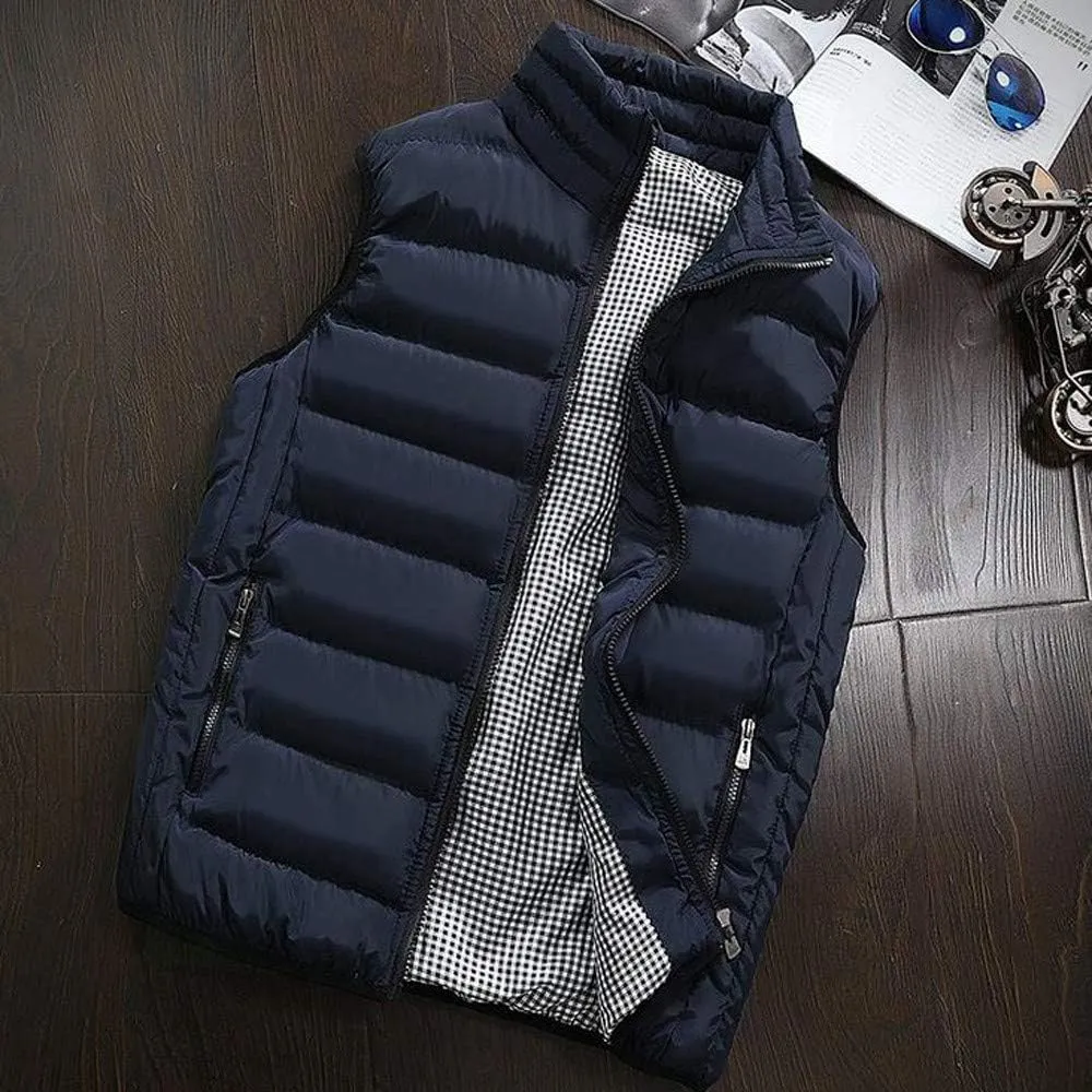 SSDXY Men's Padded Cotton Blend Autumn Winter Warm Vest Coat Tops Jacket Casual Loose Sleeveless Solid Slim Warm Outwear