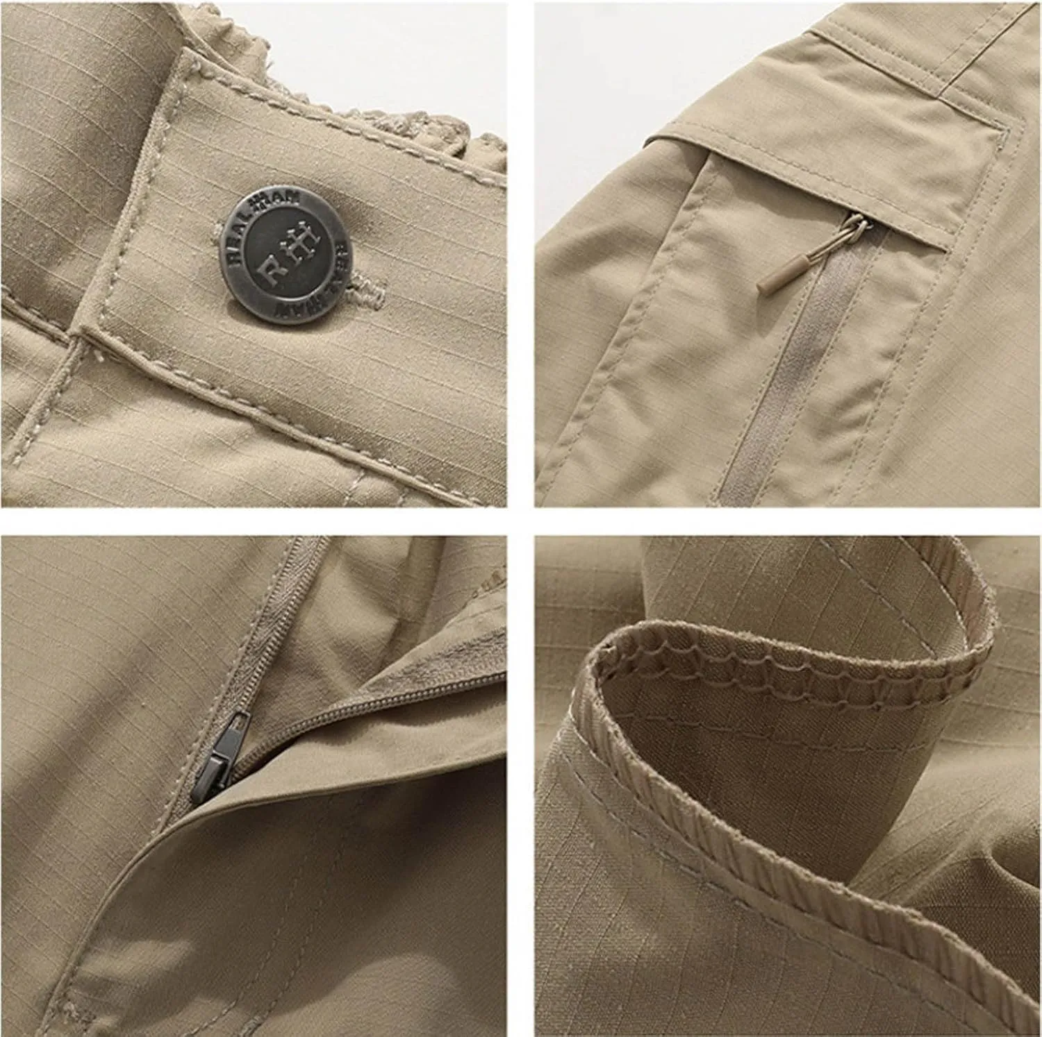 SUWBMHWE Men's Waterproof Hiking Cargo Pants UPF 50  & Bug Resistant Lightweight Ripstop Olive Drab & Taupe
