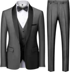 UNINUKOO Mens 3 Piece Suit Slim Fit Dress Tux Suits for Men Solid Color Wedding Classic Tuxedo Set UNINUKOO Mens 3 Piece Suit Slim Fit Dress Tux Suits for Men Solid Color Wedding Classic Tuxedo Set