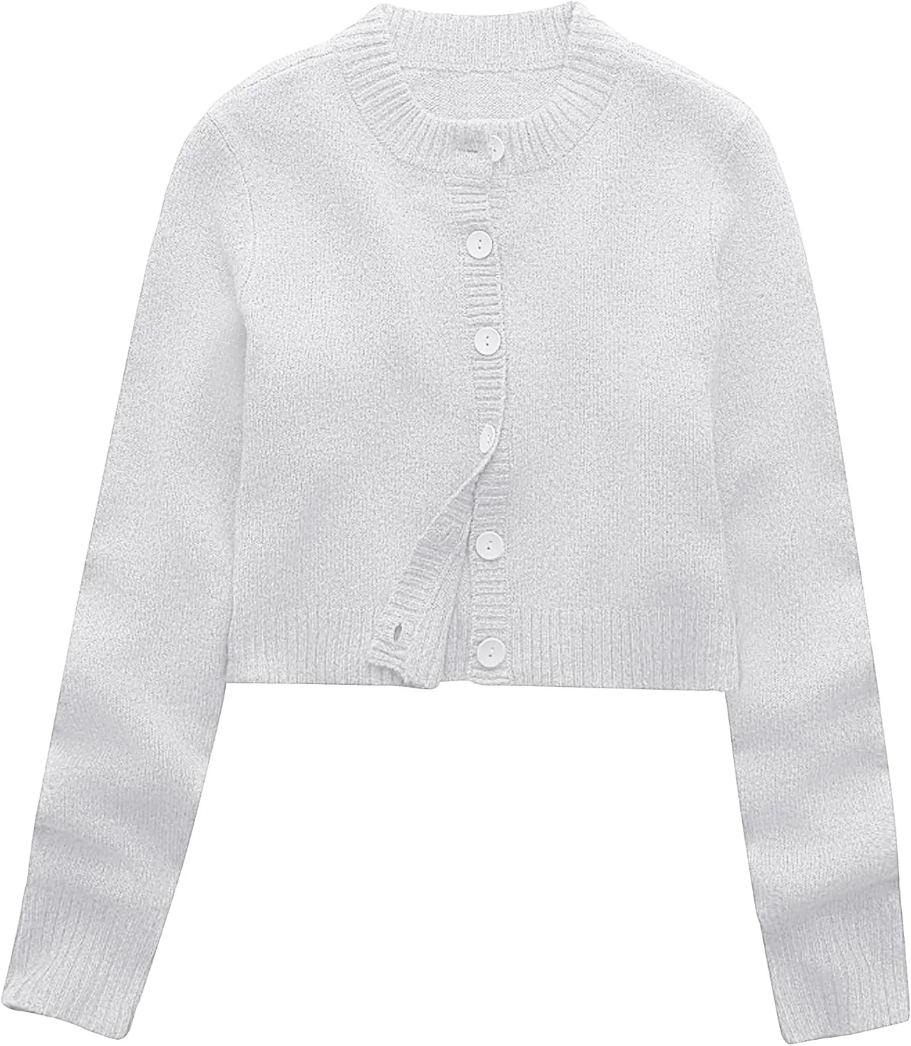 Urban CoCo Women's Crew Neck Cropped Cardigan Sweaters Long Sleeve Open Front Button Down Shrug Sweater Jackets