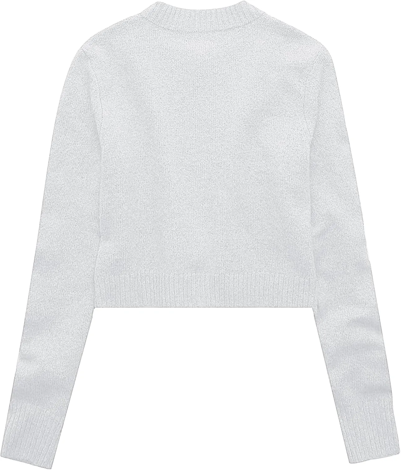 Urban CoCo Women's Crew Neck Cropped Cardigan Sweaters Long Sleeve Open Front Button Down Shrug Sweater Jackets