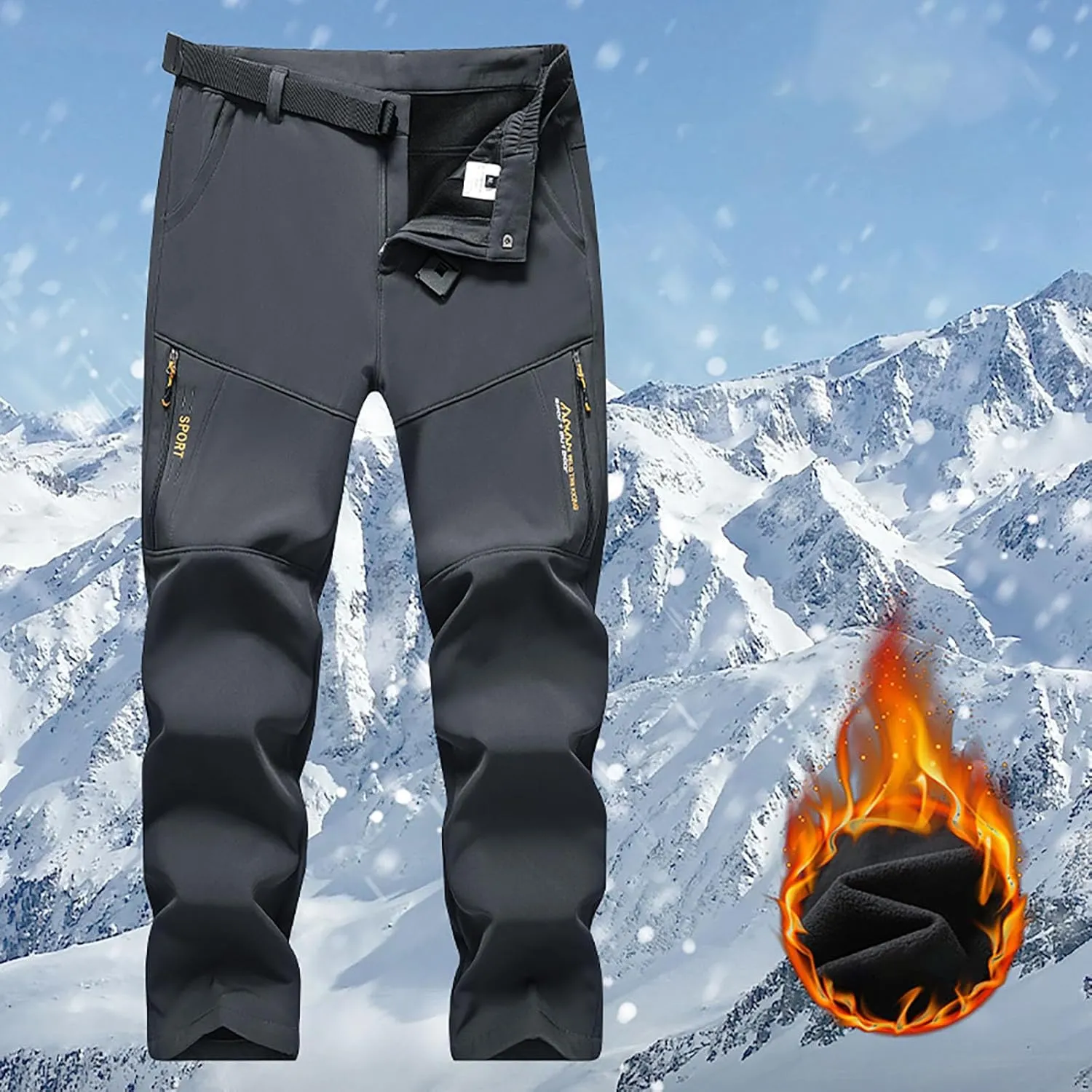 Winter Pant for Men Sherpa Lined Thermal Warm Pants Outdoor Sports Hiking Trousers Lounge Baggy Joggers