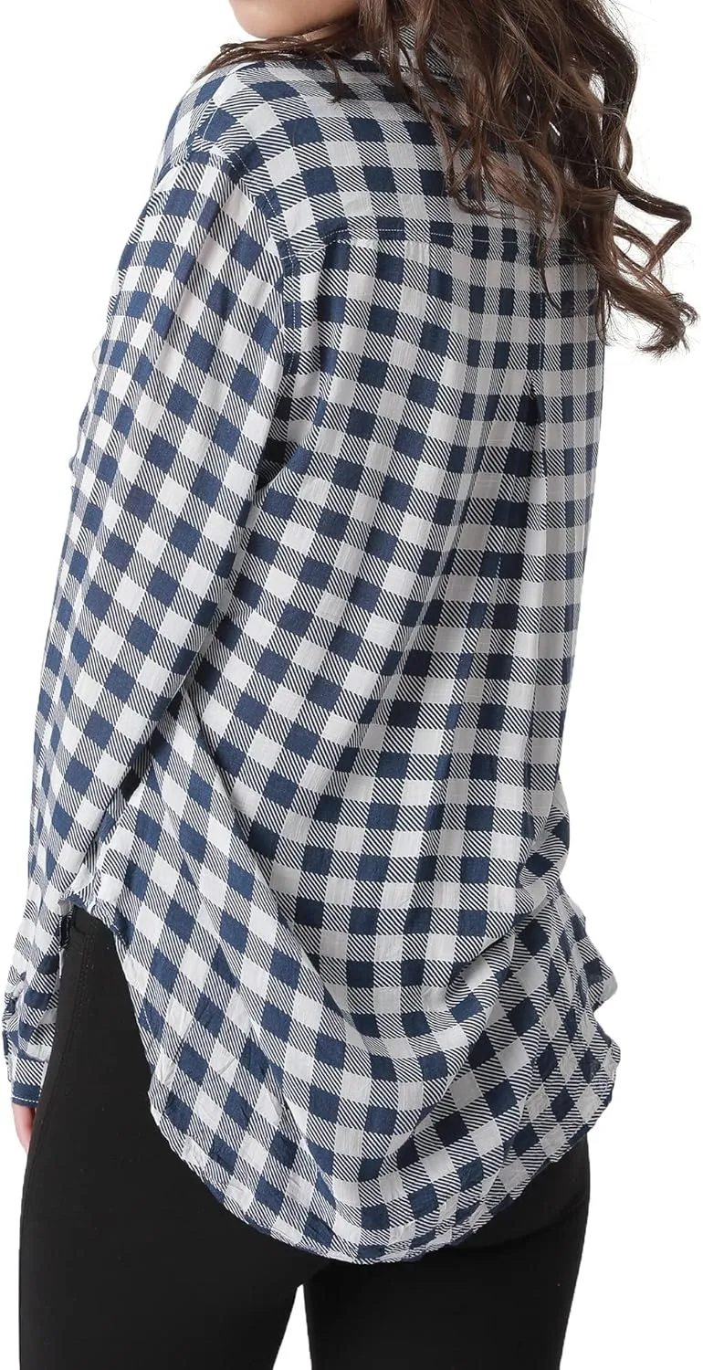 Womens Button Down Shirt Long Sleeve Button Up Shirt Ladies Work Blouses Loose Fit Tops