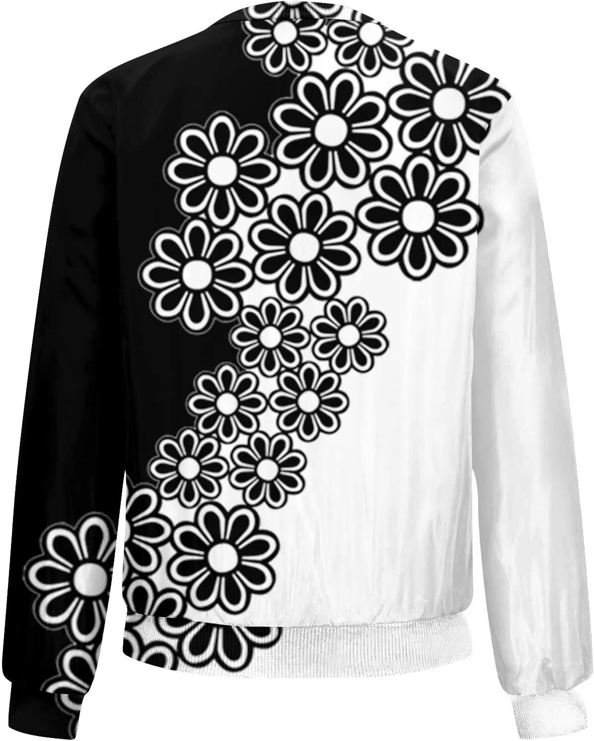 Women's Floral Print Bomber Jacket Cropped Jacket Long Sleeve Zipper Up Party Club Jacket Windbreaker Outerwear