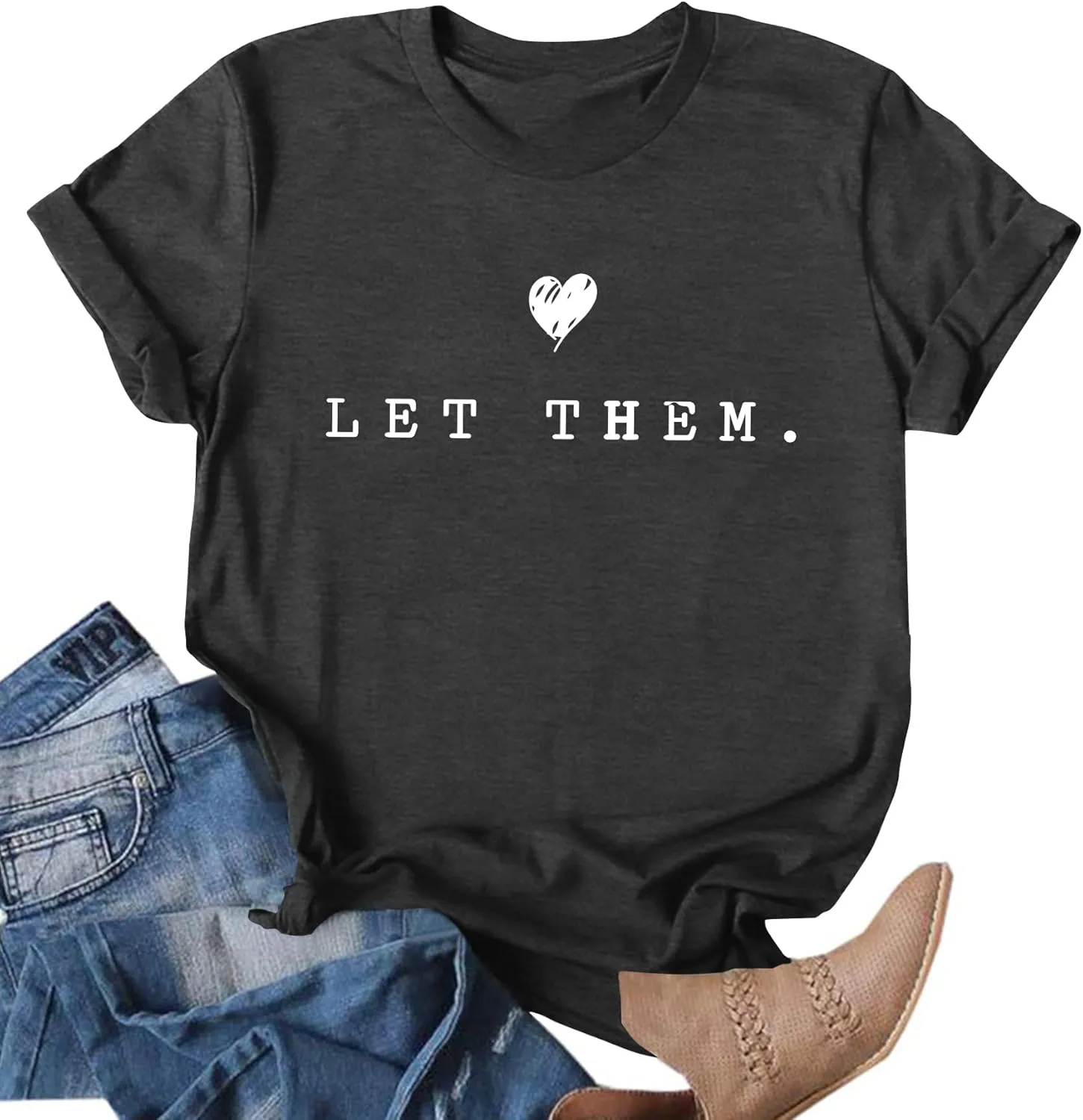 Womens Let Them Shirt Mental Health Awareness T-Shirt Inspirational Tee Shirt Positive Short Sleeve Top