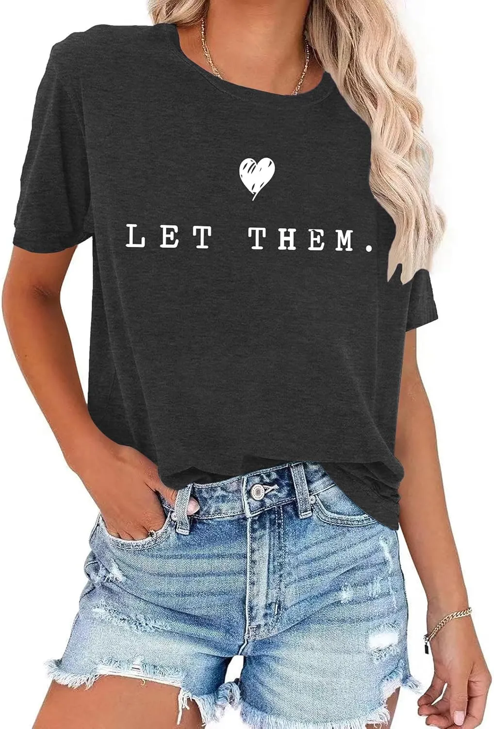 Womens Let Them Shirt Mental Health Awareness T-Shirt Inspirational Tee Shirt Positive Short Sleeve Top