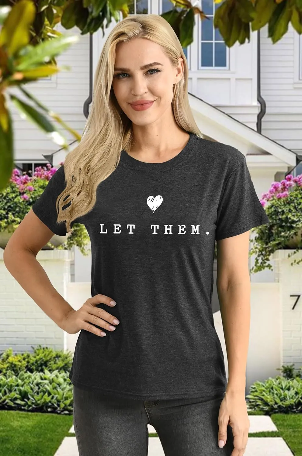 Womens Let Them Shirt Mental Health Awareness T-Shirt Inspirational Tee Shirt Positive Short Sleeve Top