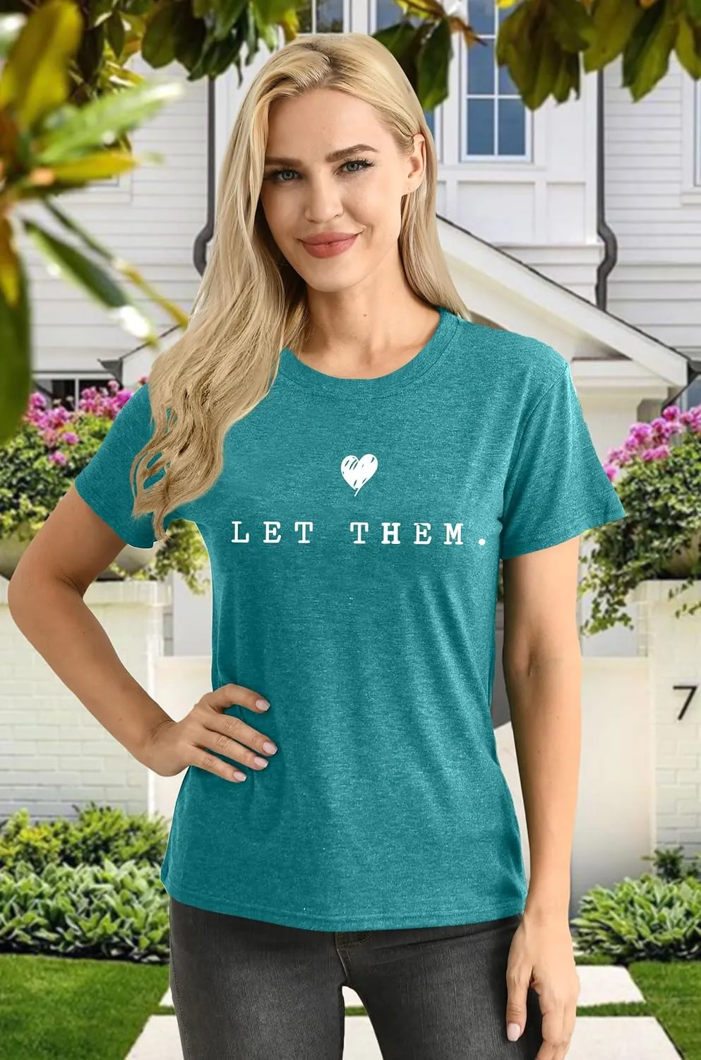 Womens Let Them Shirt Mental Health Awareness T-Shirt Inspirational Tee Shirt Positive Short Sleeve Top