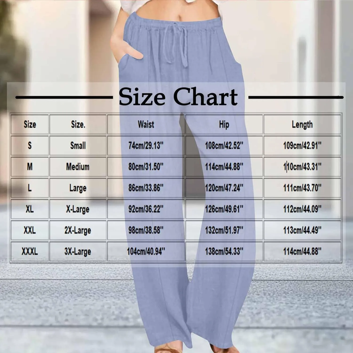 Womens Palazzo Pants Casual Flowy Linen Wide Leg Pants Drawstring Elastic Waisted Summer Beach Trousers with Pockets